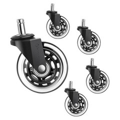 Premium Gamma Office Chair Wheels Black, Pack of 5, 7/16 x 7/8 Inch – Heavy