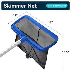 Pool Skimmer Net Heavy Duty Diamond Mesh Leaf Rake for Debris 15.5in Basket
