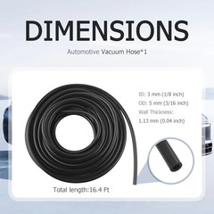 16.4Ft Automotive Vacuum Hose,Cuttable Vacuum Lines Automotive Hoses OD 5mm