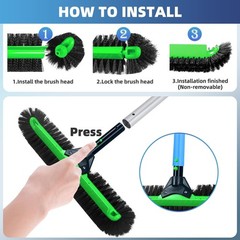 20&Prime; Wide Pool Brush Head, Heavy Duty Pool Scrub Brush with 12-Rows Soft Bristles