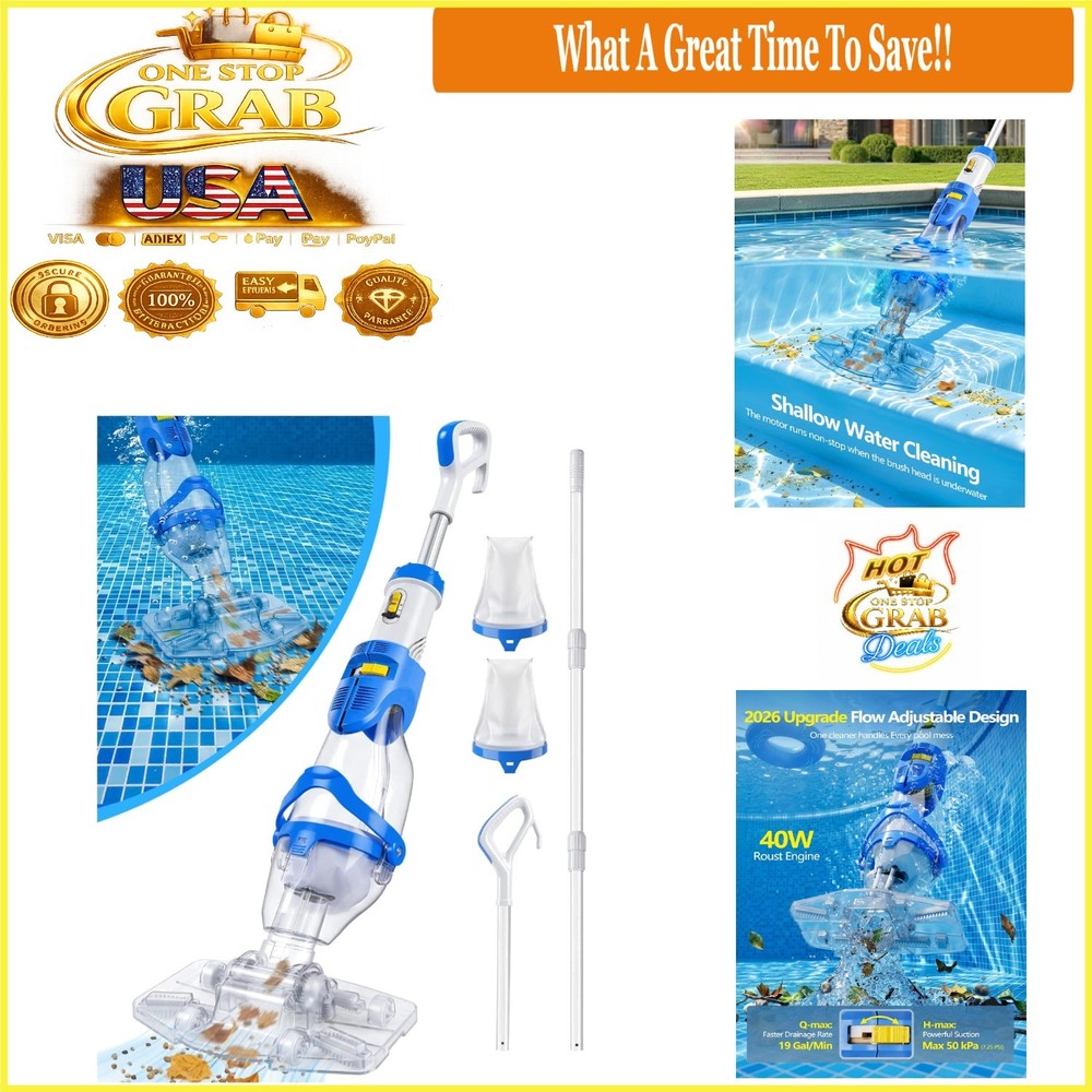 2026 Cordless Pool Vacuum for Inground Pool with Flow Adjustable Suction
