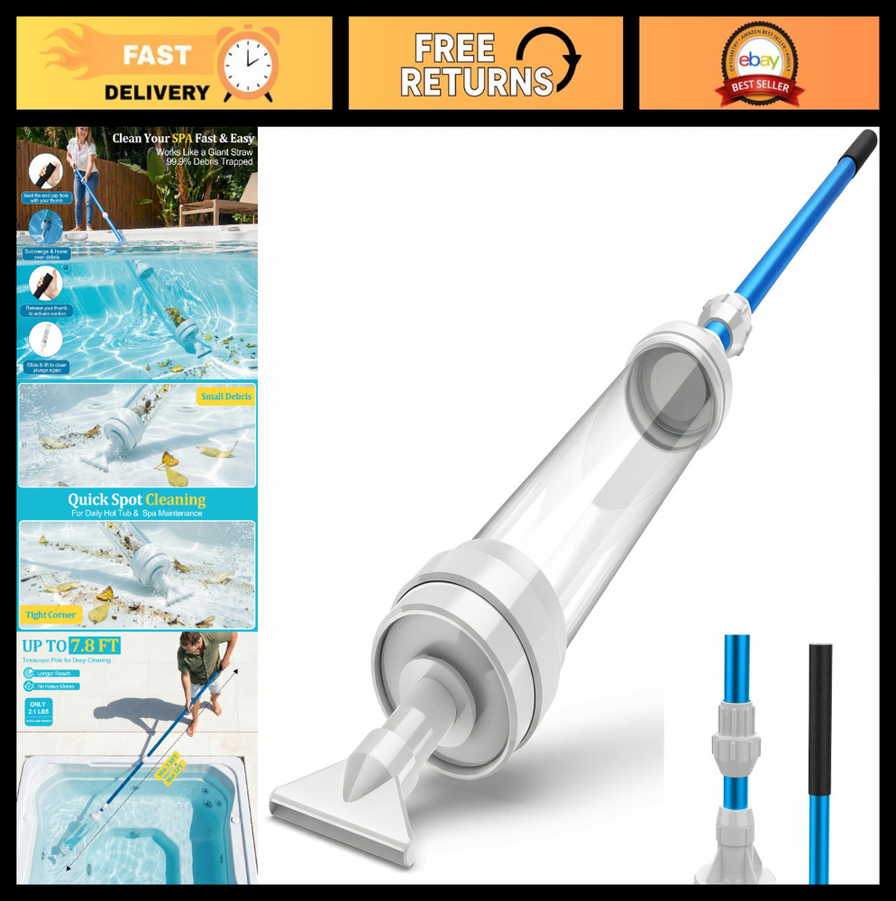 Manual Spa Vacuum for Hot Tub – Water Pressure Cleaner, No Pump or Batteries, Te