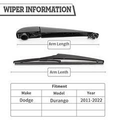 Rear Wiper Arm & Blade Kit, Exact-Fit Replacement for dodge durango 2011-2025