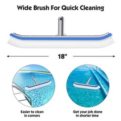 Swimming Pool Brush with Pole 6FT,18&Prime; Swimming Pool Brush Head with Nylon