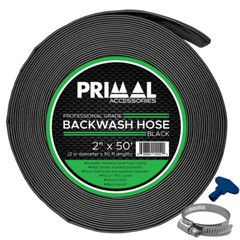 Primal Accessories Backwash Hose 2 in x 50 ft Commercial Grade Black 43.5 psi