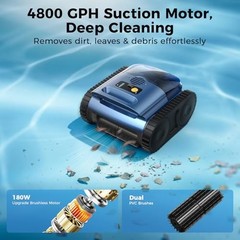 Inground Pool Robot Vacuum Cordless Automatic Wall Waterline 2150