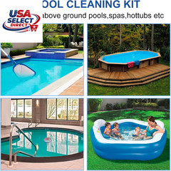 Pool Cleaning Kit with Brush, Skimmer Net, Pole, Floater & Test Strips
