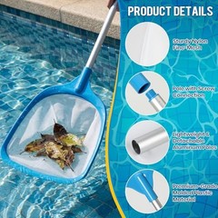Tavaleu Pool Skimmer Net, Deep Pool Leaf Net with Reinforced Net – Sky Color