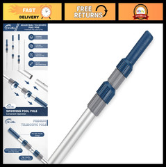 16FT Telescopic Pool Cleaning Pole – Aluminum, Universal Connector for Skimmer,