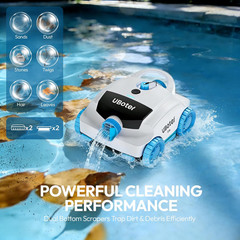 E10 Pool Vacuum,Cordless Robotic Pool Cleaner, Dual-Layer Filtration,Large Wheel