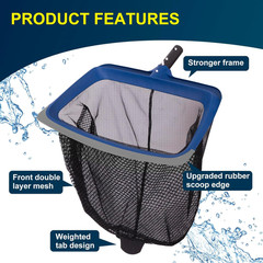 Deluxe Swimming Pool Cleaning Kit Including Pool Skimmer Net with Rubber Edge, 1
