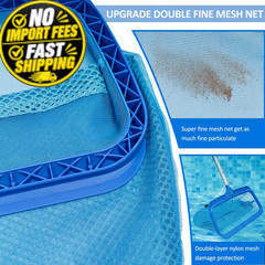 Poolvio Swimming Pool Skimmer Net, Fine Mesh Plastic Double Layer Rake