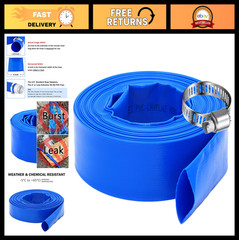 Heavy Duty 2.5&Prime; x 25ft Backwash Hose – Reinforced PVC Lay Flat Water Discharge f