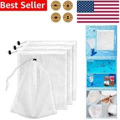 Pool Vacuum Mesh Bags 4-Pack Fine Filter Net Drawstring Leaf Debris Cleaner R…