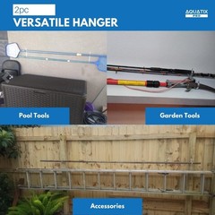Durable Wall-Mounted 4 Hook Holder for Pool Accessories & Garden Tools