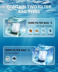 Foting Cordless Pool Vacuum For Above Ground Pool 19.5 Gpm All-Angle Headled