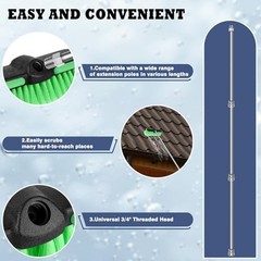 10“ Car Wash Brush Head, Scrub Brush Attachment for Extension Pole, Outdoor