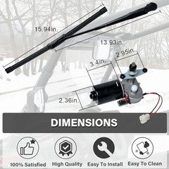 UTV Windshield Wiper Motor Kit 12V Compatible with 14&Prime; Arm + 16&Prime; Wiper Blade