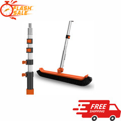 NEW Pool Brush with 12FT Telescopic Pole 18&Prime; Scrubber for Walls Tiles & Floors