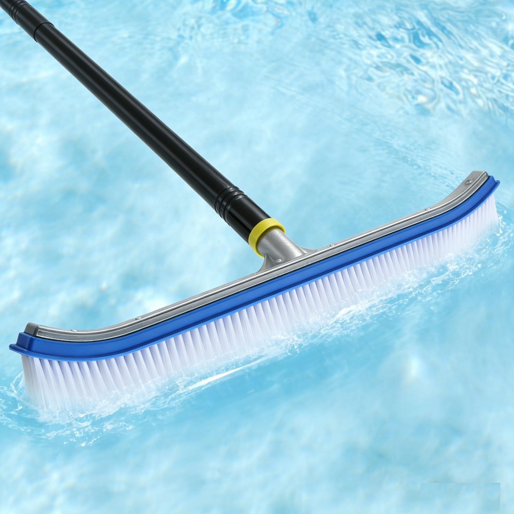 10FT Heavy Duty Pool Brush with Adjustable Pole for Inground & Above Ground