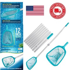 Lightweight 11.5 Foot Skimmer Net with 6 Inch Deep Mesh for Pool Cleaning
