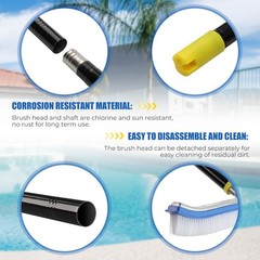 10FT Heavy Duty Pool Brush with Adjustable Pole for Inground & Above Ground
