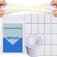 100 Pack Reusable Pool Skimmer Socks for Filters and Spa Baskets