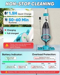Saker Handheld Pool Vacuum Cordless 60 Min Runtime Telescopic