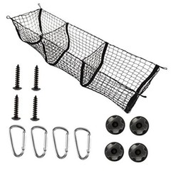 Amiss Heavy Duty Mesh Cargo Net, 3 Pocket Trunk Bed Storage Organizer