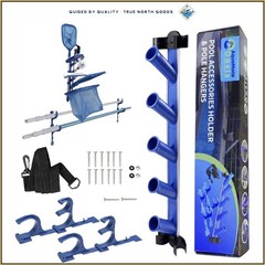 Swimming Pool Accessory Holder with Wall Mount for Skimmer and Vacuum Tools