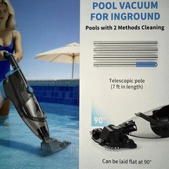 Cordless Handheld Pool Vacuum, 18.5GPM, Detachable Poll, 2x 2L Filters Bags