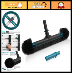 20&Prime; 2-in-1 Heavy Duty Pool Brush Head – EZ Clip, Wavy Nylon Bristles for Cleanin