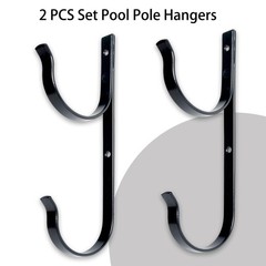 2 Pcs Set Pool Pole Hangers Heavy Duty Black Aluminium Holder with Screws Per…