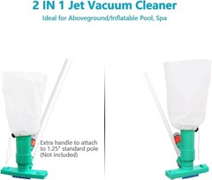 Deluxe Mini Jet Vac with Brush and 56.7&Prime; Telescopic Pole—Easy Pool Cleaning