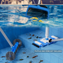 3-In-1 Pool Cleaning Kit Full Set – 18In Rounded End Pool Brush & Ergonomic Pool