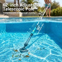 Mutaomay Handheld Pool Vacuum w/ Pole Cordless Rechargeable Pool Cleaner Green