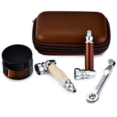 Tobacco Pipe Set,2pcs Realistic Wood Grain Pipes with Cleaner Wooden