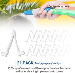 (21-Pack) AR-PRO Replacement Pool V-Clips – Pool Brush Plastic Clips/Pool Pole
