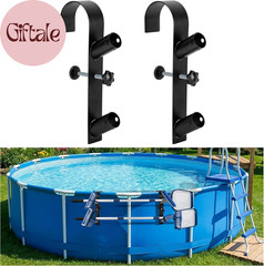 2 Pcs Poolside Pool Leaf Skimmer Net Holder, Adjustable above Ground Pools Hooks