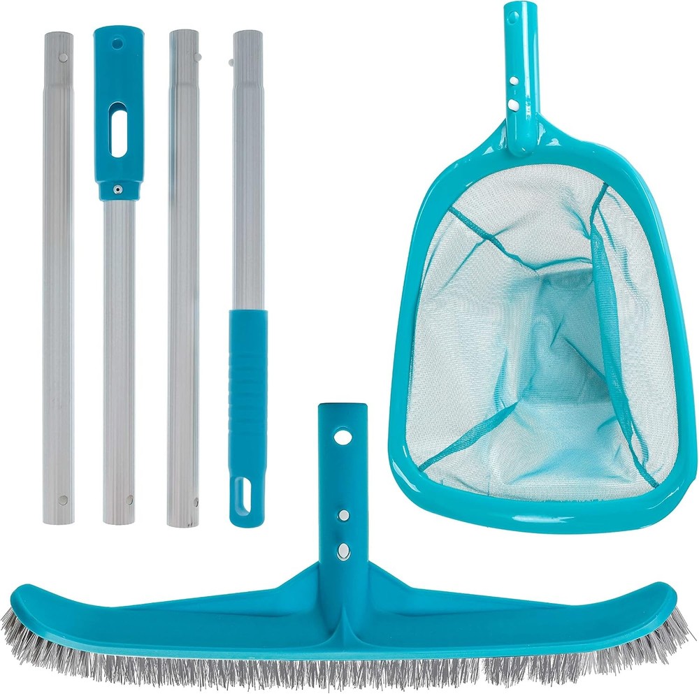Pool Maintenance Kit: Skimmer, Brush, Telescopic Pole. Clean Pools!