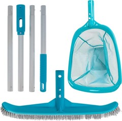 Pool Maintenance Kit: Skimmer, Brush, Telescopic Pole. Clean Pools!