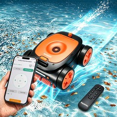 Robotic Pool Cleaner with App&Remote, Signal Buoy, Auto-Park, 5460GPH