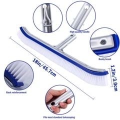Pool Brush 17” Heavy Duty Pool Wall & Tile Brush with Nylon Bristles and EZ-Clip