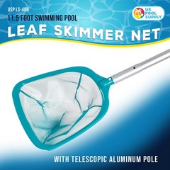 U.S. Pool Supply 11.5 Foot Swimming Pool Leaf Skimmer Net Telescopic Aluminum