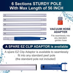 Pool Vacuum for Above Ground Pool, Handheld Cleaner w/56&Prime; Pole