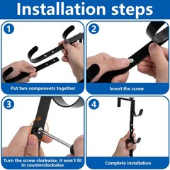 Adjustable Pool Fence Hooks for Skimmer Poles, Rakes, Nets Rustproof Holder