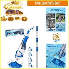Blue Cordless Pool Vacuum Cleaner with Telescopic Pole 18.5 GPM Powerful Suction