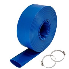 Discharge Hose, 4&Prime; x 105&prime;, PVC Lay Flat Hose, Heavy Duty Backwash Drain Hose