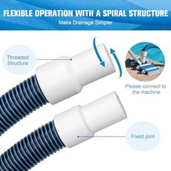 Pool Vacuum Hose With Swivel Cuff 1-1/4&Prime; Diameter Flexible Heavy Duty Pool 27FT