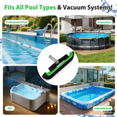 Wide Pool Brush Head, Heavy Duty Pool Scrub Brush with 12-Rows Soft Bristles, In